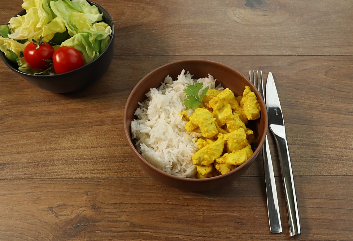 riz balsamique et poulet curry